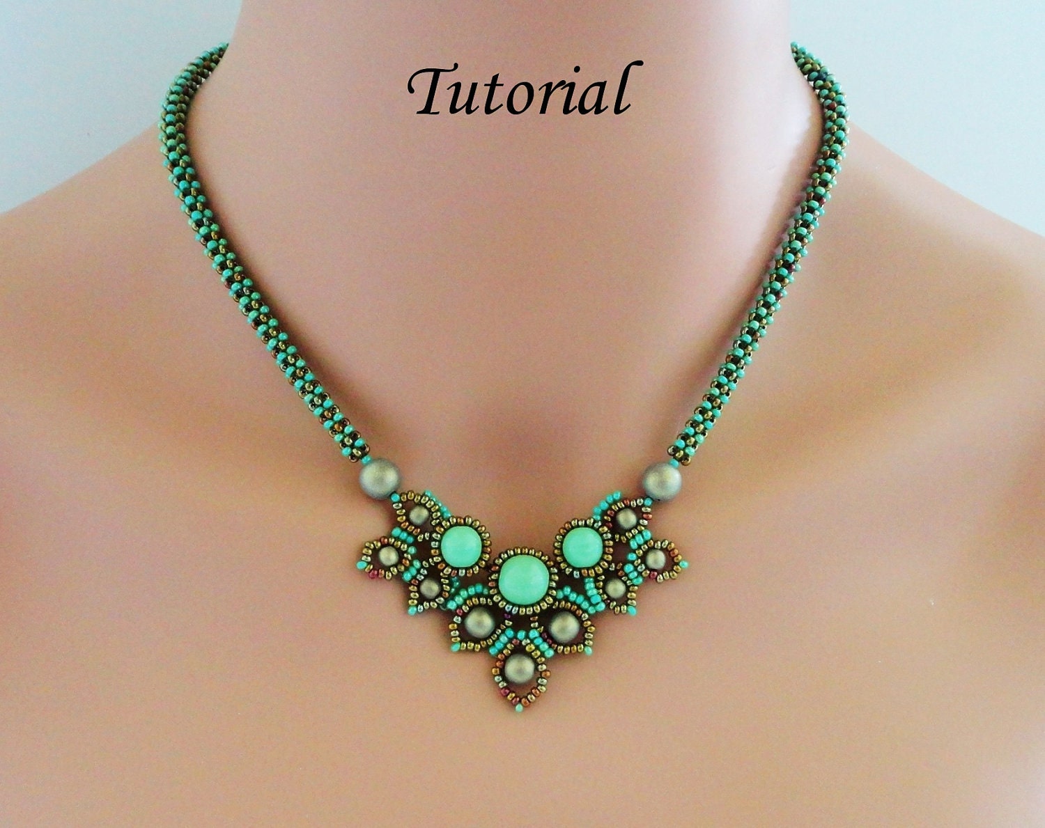 PDF for  beading tutorial - beadweaving pattern- beaded seed bead jewelry  - Chimere beadwoven necklace