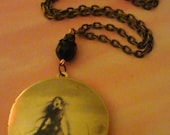 Art Locket Necklace-Witch Girl Scary Stories Inspired-h167 - SteereFarmDesigns