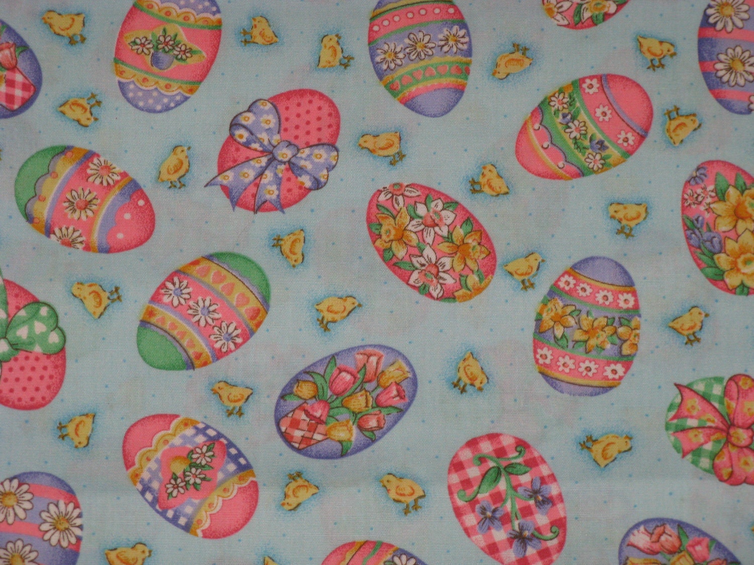 Fabric Cotton Decorated Easter Eggs and Chicks  3/4 Yard (29") New and Adorable