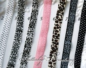 Fold Over Elastic Headband - Choose Style & Size -  Polka dots, Scroll, Damask, Leopard Animal Print, White, Pink, Brown, Black