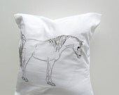 Arabian Horse Pillow Cover Silver Grey White Throw Pillow hand embroidery animals nature Equestrian framed art embroidered