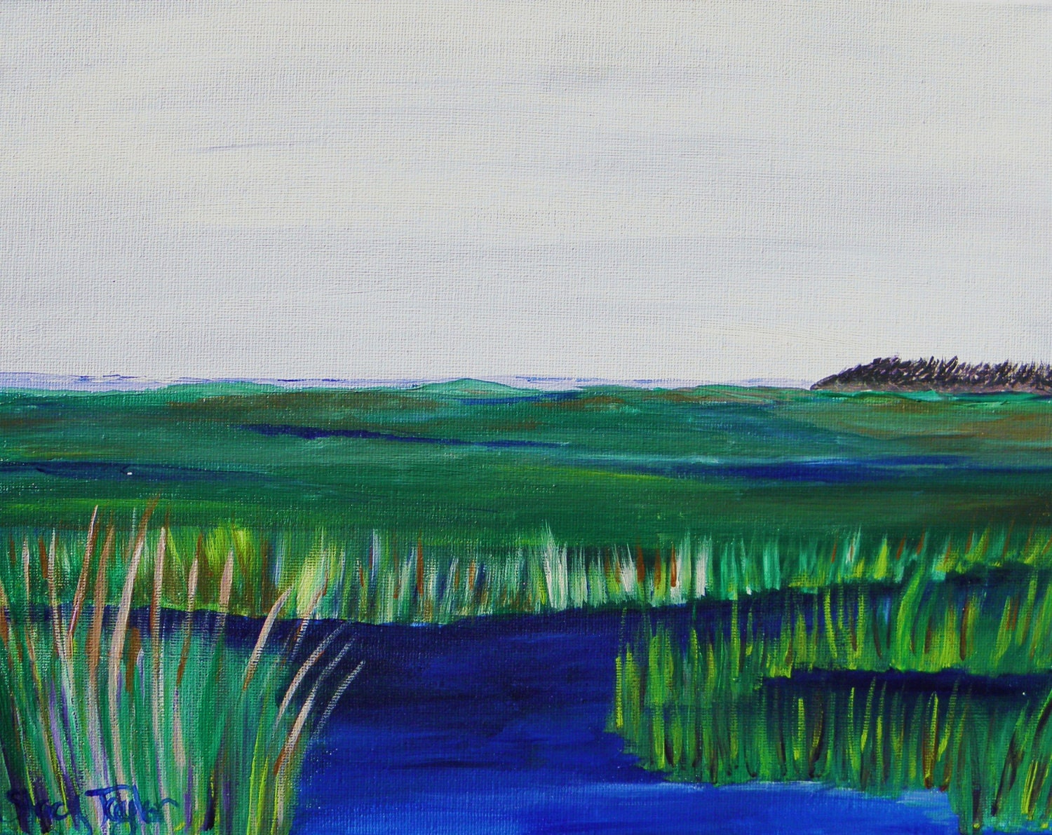 Blue Marsh Original painting, Wall Art, Coastal Art, Decor, South Carolina, Fine Art