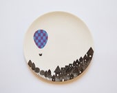 Night Balloon - Porcelain wall plate