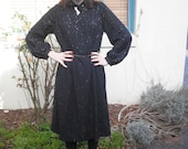1970s Black Magic Starlit Sky Dress Size M-L