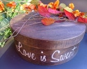 Rustic Wedding Round  Wood Cake Stand  Love is Sweet