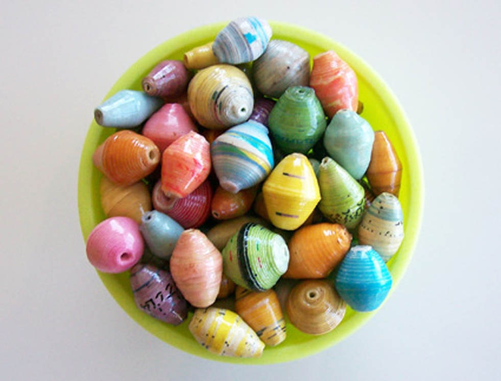 Round Recycled Paper Beads, TOP SELLER Spring Multi-Color Pastel Mix, Gifts Under 20