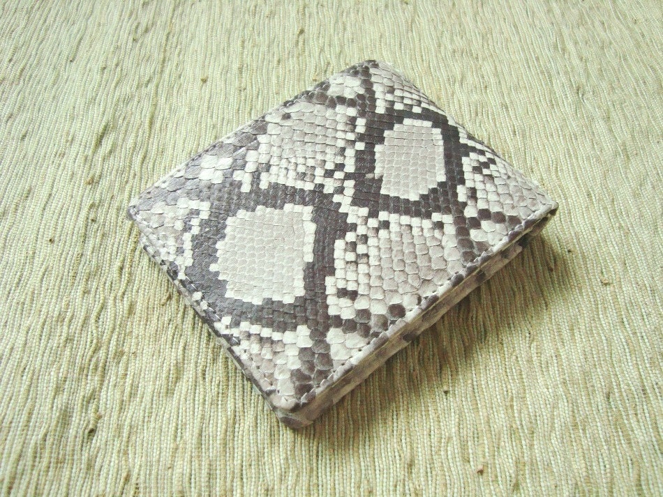 Snakeskin Leather Wallet Men - Leather Gray Wallet - Bifold Leather Wallet
