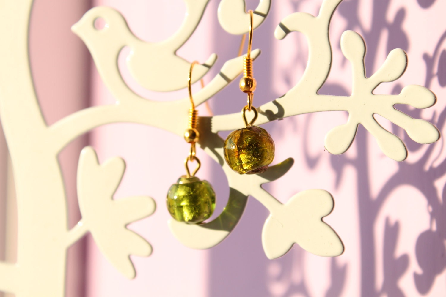 SALE - 20% off Light Green Glass Bead Earrings