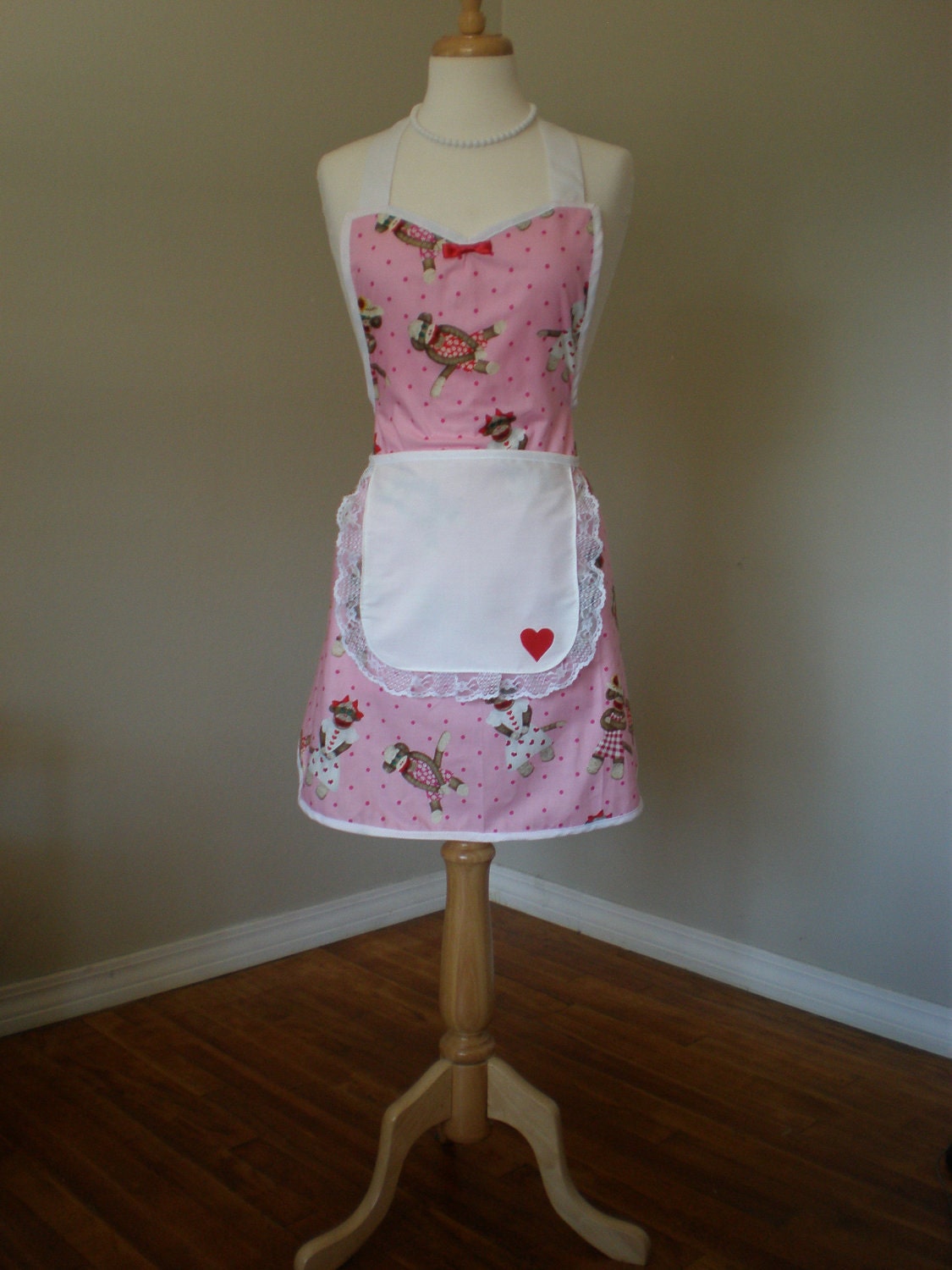 Sock puppet monkey nora bib apron