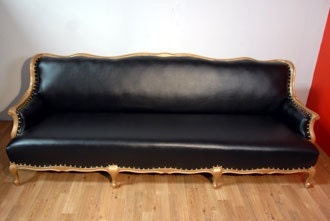 Steampunk Sofa - Black on Gold French Sofa With Gold Nail Heads