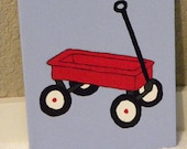 CLEARANCE/Sale Wall Art For Children, RED WAGON, one 8x10 Canvas Art Painting, Nursery Wall Decor, Wagon Art For Children- Ready To Ship