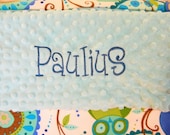 Personalized Designer Owl Minky Blanket (Free Monogramming up to 15 letters)