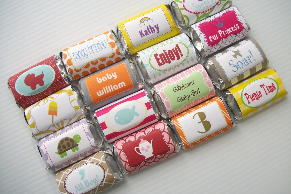 Mini Chocolate Bar Wraps - Wrappers - Labels Printable, Fully Personalized and Customized