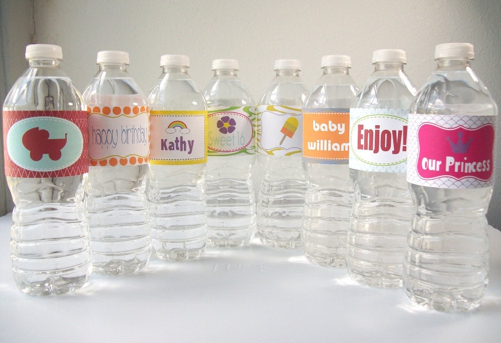 Water Bottle Labels - Bottle Wraps- custom made for your event, printable