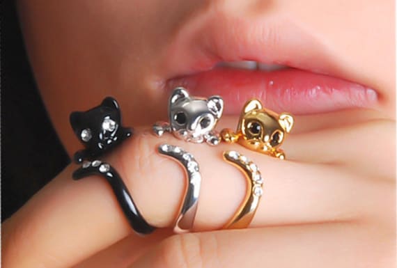 VALENTINE's day SALE- Buy 2 Get 1 Free & 15% Coupon Code for all Shop items - Only This Week - Beautiful Swarovski Crystal Cat Ring