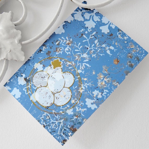 Greeting Card Persian Eggs In Blue, Gold &White Mother's Day