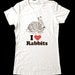 I Love (Heart) RABBITS - Printed on Super Soft Cotton T-Shirts for Women and Men/Unisex