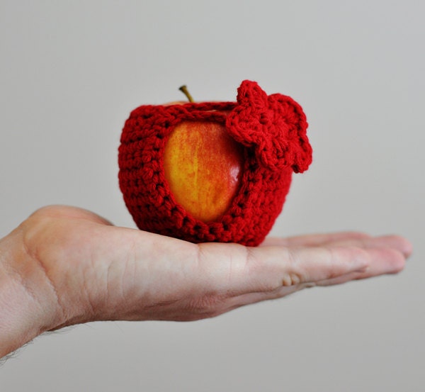 Crocheted Apple Cozy with Flower - Any Color - Perfect Gift