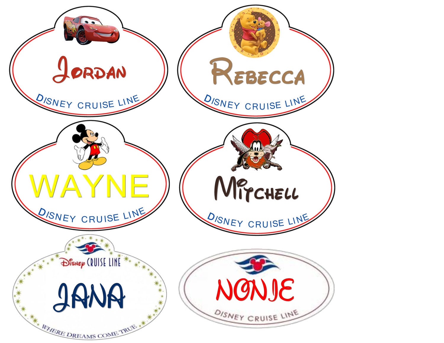 Disney Cruise personalized cabin door magnets - Set of 11
