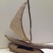 Chios - Driftwood sailboat with burlap sail- ready to ship -12" x 12"