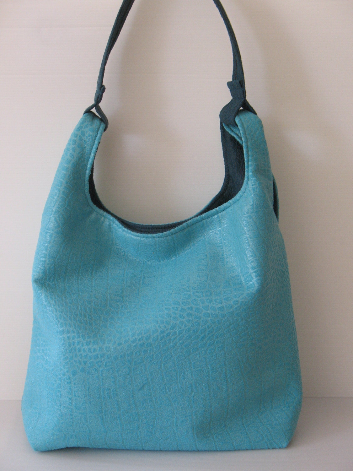 turquoise with petrol blue handle  grocery bag handbag, purse, shoulderbag, hobbo ,shopping bag, basket shopper