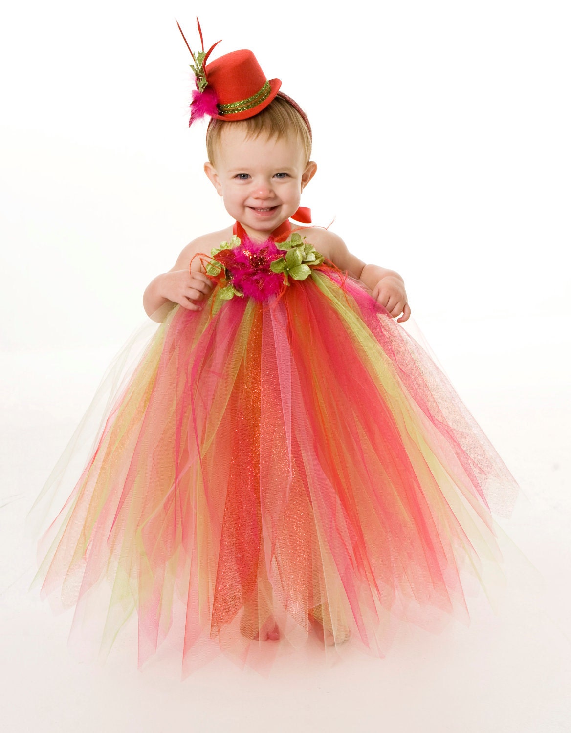Tutu Dress - Holiday or Christmas Outfit - Red, Pink & Green - Jubilant Jewel - 5-6 Youth Girl Il_170x135