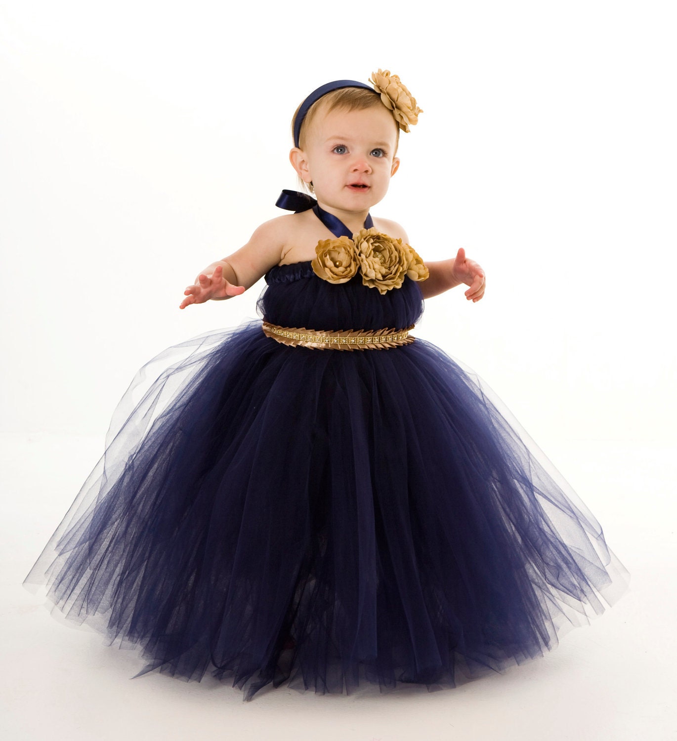 Flower Girl Tutu Dress - Navy Blue - Sassy Sapphire - 5-6 Youth Girl Il_570xn
