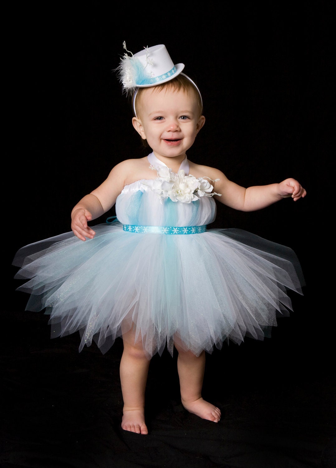 Tutu Dress - Holiday or Christmas Outfit - Blue & White - Frosted Fairy - 5-6 Youth Girl Il_570xn