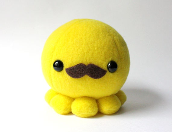 Yellow Octopus Plush with Moustache