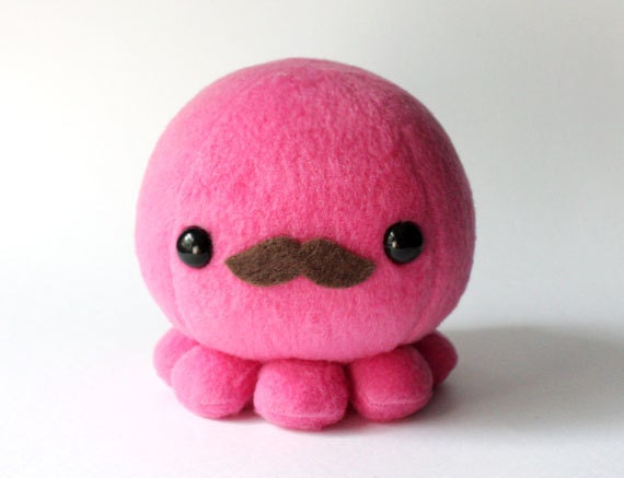Pink Octopus Plush with Moustache