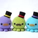 Moustache Octopus Plush w/ Top Hat - Choose Colors