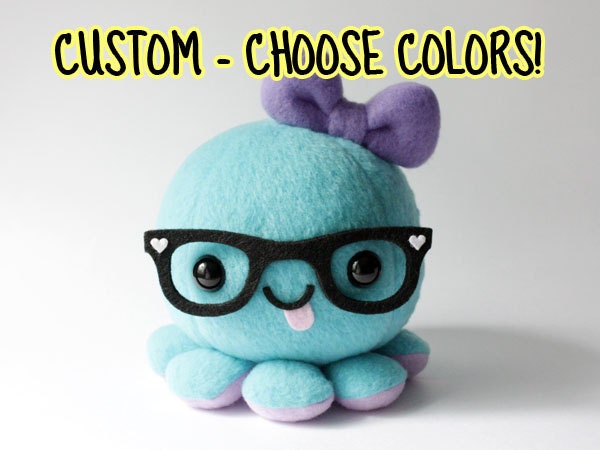 Custom Octopus Plush Toy - Choose colors and Accessories