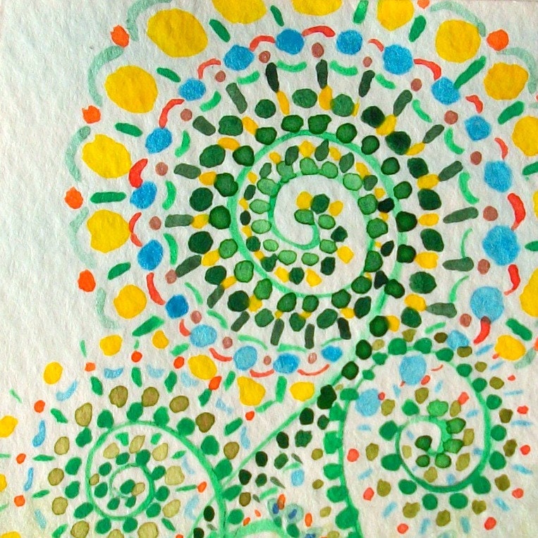 Original ACEO WaterColor painting- Celebrating FiddleHeads 6