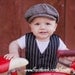 12-24 month size Baby Boy Newsboy Hat in vintage black and tan houndstooth. Classic Photo Prop. 12-24 month size (18-19.5") Ready To Ship
