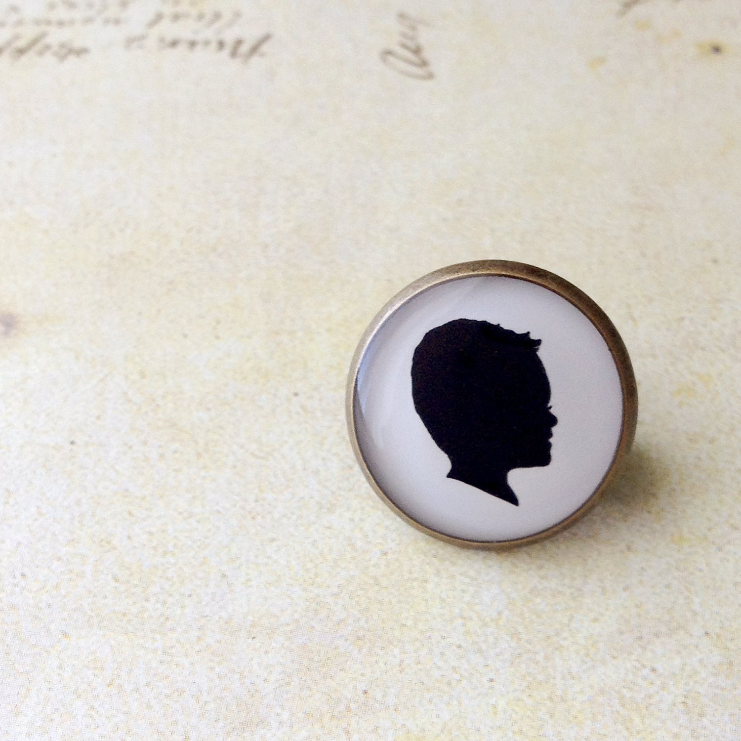 Father's Day Custom Silhouette Brass Tie Pin for Father or Grandfather