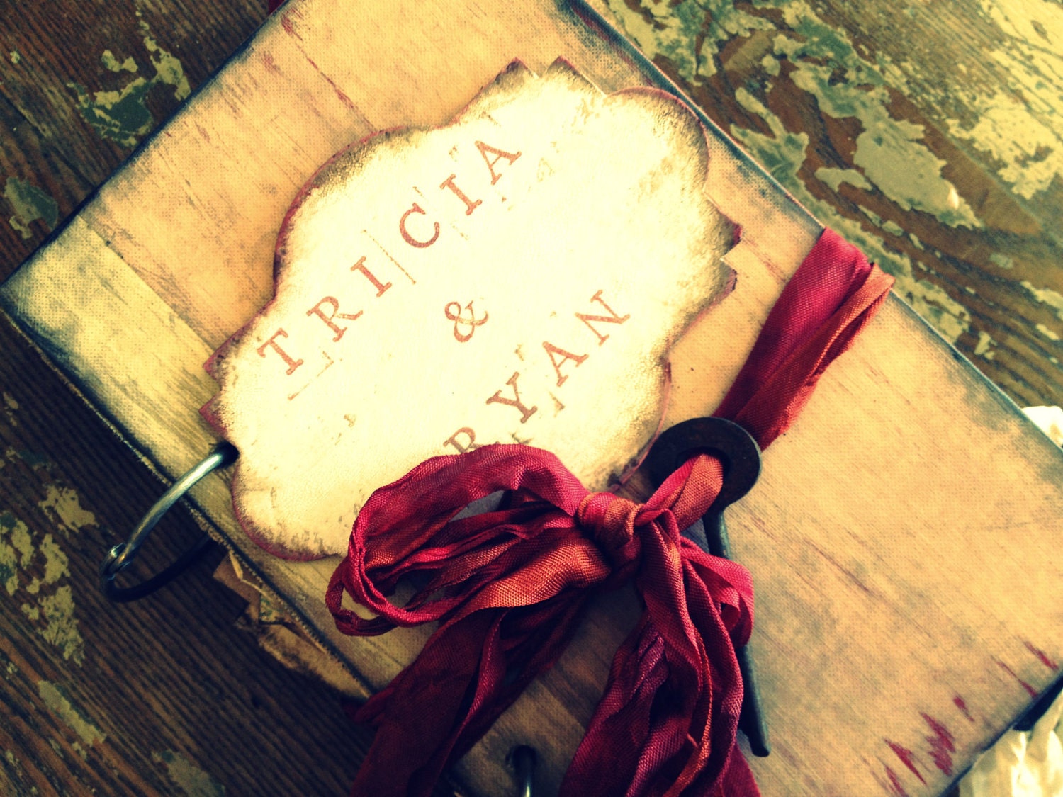 Wedding guest book CUSTOM Steampunk Red black
