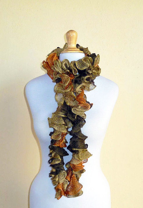 SPECIAL - Scarf AUTUMN LEAVES - Ruffled Scarf, ruffle, flamenco, accessories
