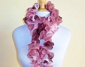 MEGA SALE - CHERRY Blossom Ruffled scarf - knitted ruffle, Flamenco, knit