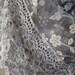 Scarf SILVER with floral print and rich lace edge - scarflette shawl neckwarmer - Spring / Summer