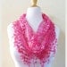 Womens scarf DEEP ROSE with floral print and rich lace edge - scarflette shawl neckwarmer - Spring / Summer