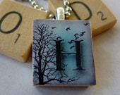 Scrabble Tile Pendant-Winter Letter H-Initials-(I4)  Buy 3 Get 1 Free on all Scrabble Tile Pendants