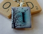 Scrabble Tile Pendant-Wintery Letter I-Initials-(I12)   Buy 3 Get 1 Free on all Scrabble Tile Pendants