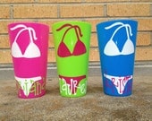 Personalized Bachelorette Cups, Set of 6, Tumblers, Beach,Bikini, Party Cups