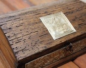 Rustic Wedding Box Treasure Chest with Personalized Aluminum Embossed Monogram