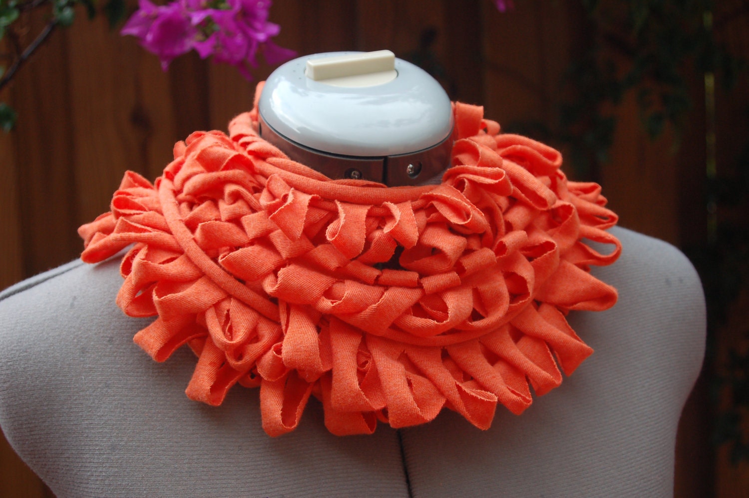 Upcycled Tshirt Scarf, Necklace, Shag, Hand Shredded, Eco Friendly, Handmade