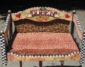 Whimsical Handpainted Pet Bed Dog Cat Furniture the Heart Home Decor Art for Her -- Shipping Included