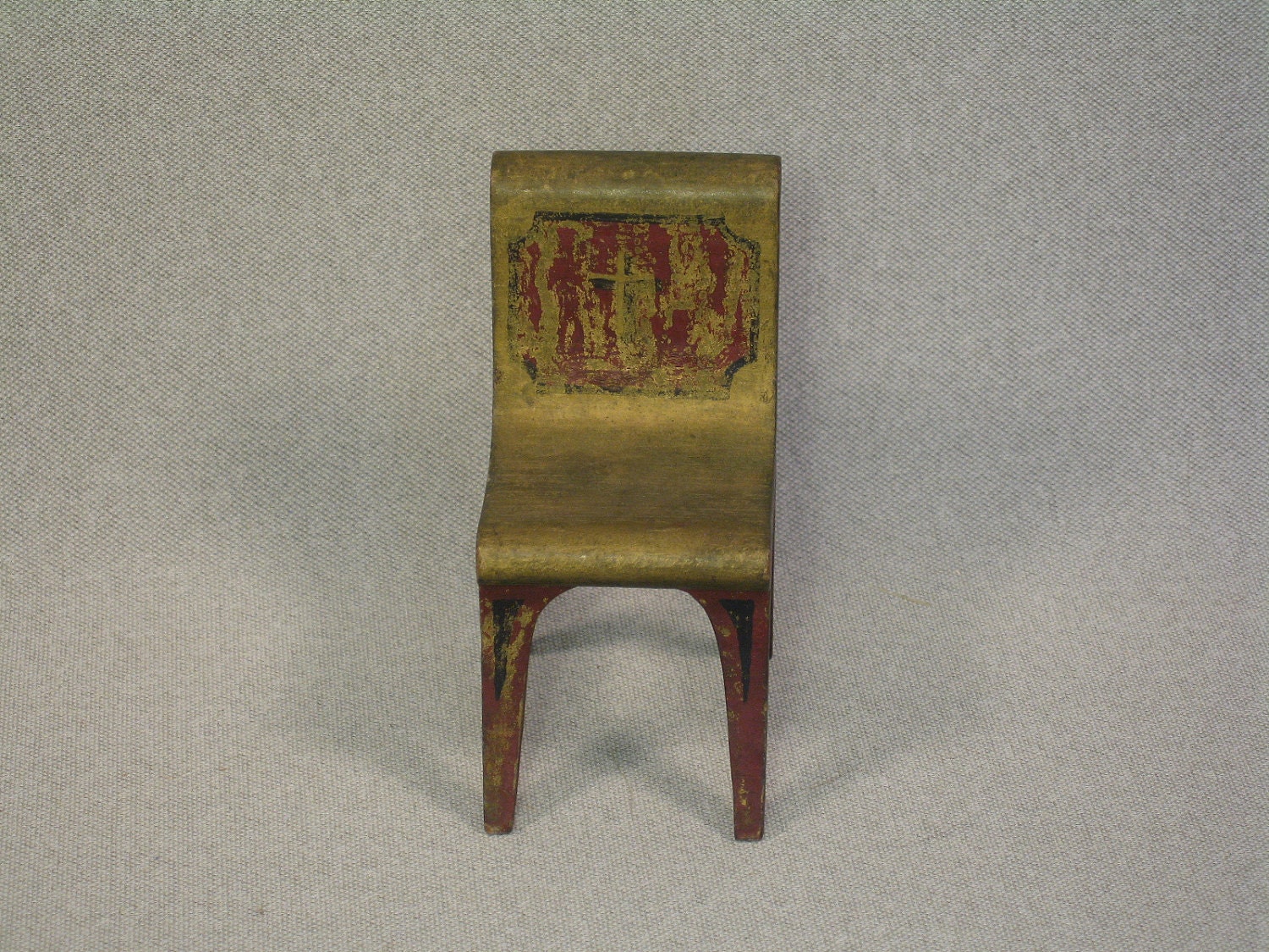 Vintage Handmade Wooden Victorian Chair 1875 Miniature Sculpture Home Decor Doll -- Free Priority Shipping Included