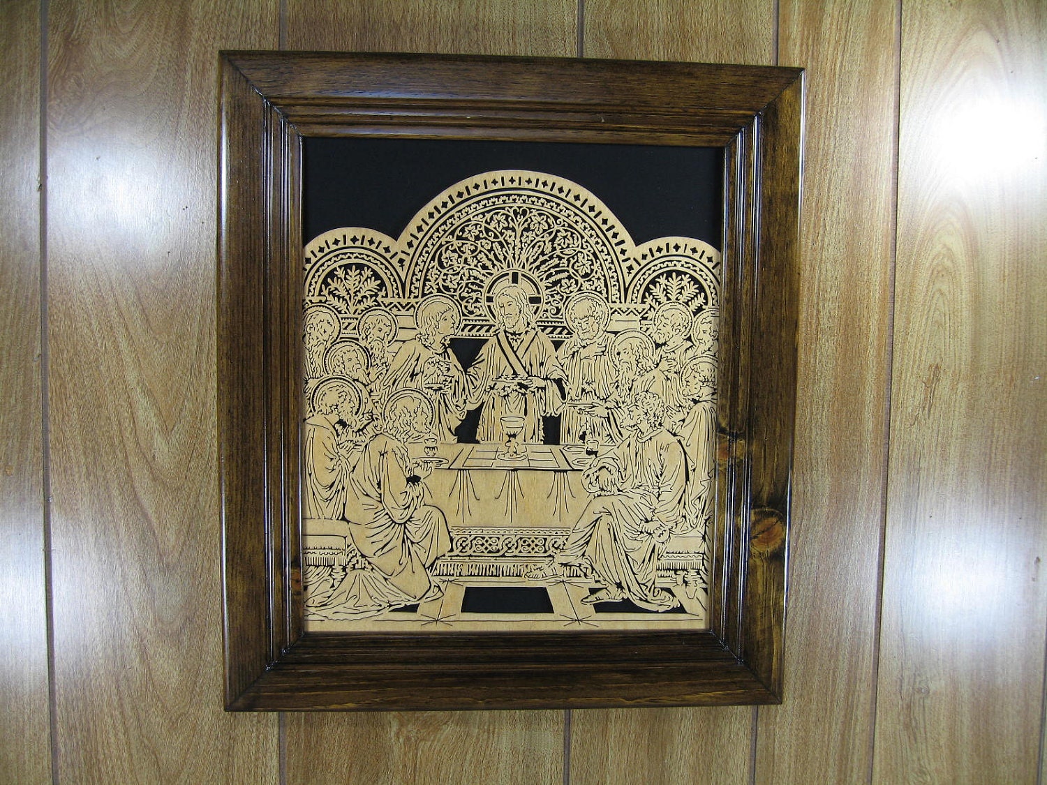 The Last Supper Scrollsaw Art Anniversary Wedding Housewarming Gift  Wood Carving Home Decor Framed Picture, Free Priority Shipping Included