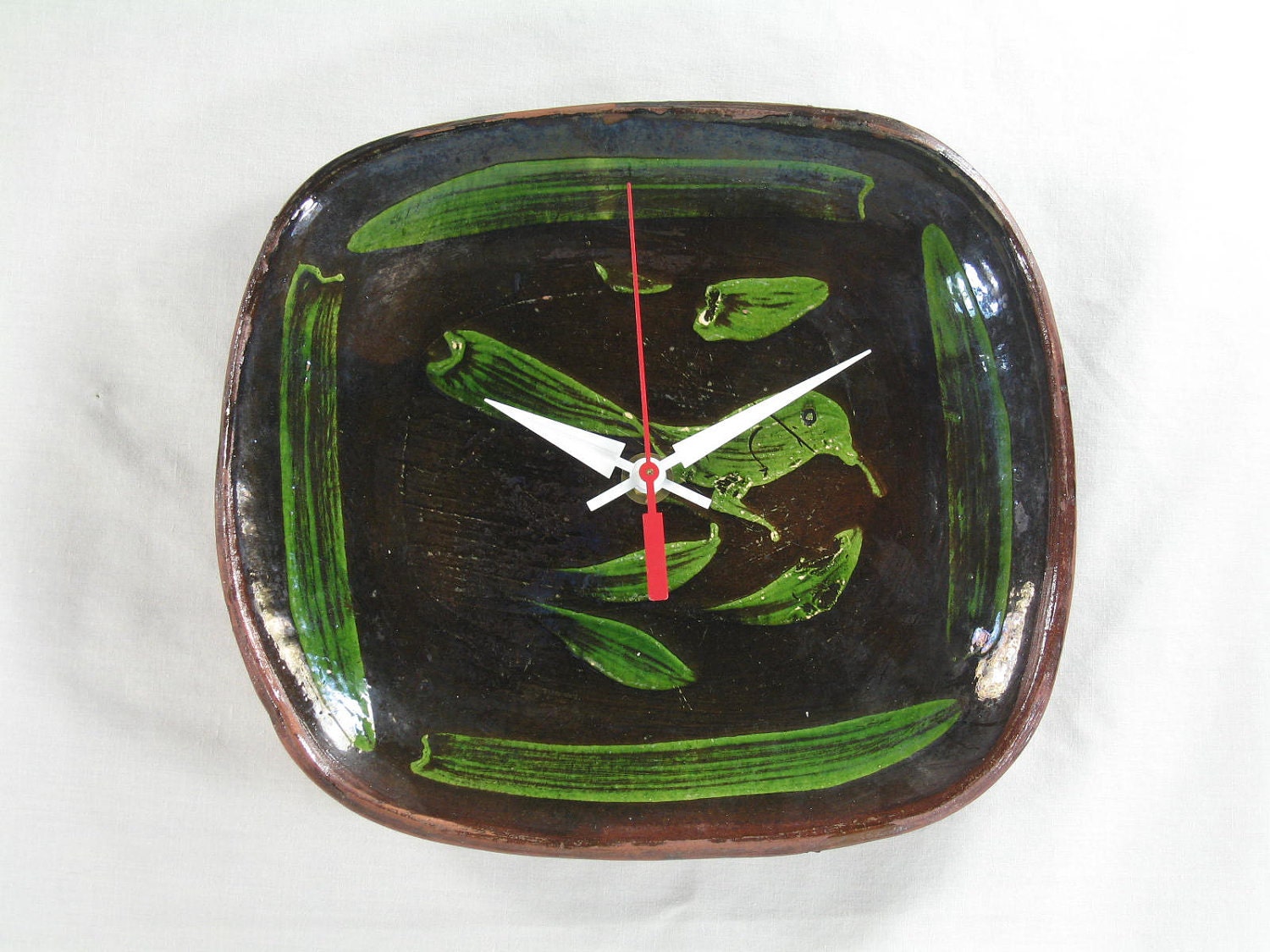 Handmade Wall Clock Upcycled Vintage Mexican Pottery Home Decor Wall Art Clocks by DanO, Free Priority Shipping Included