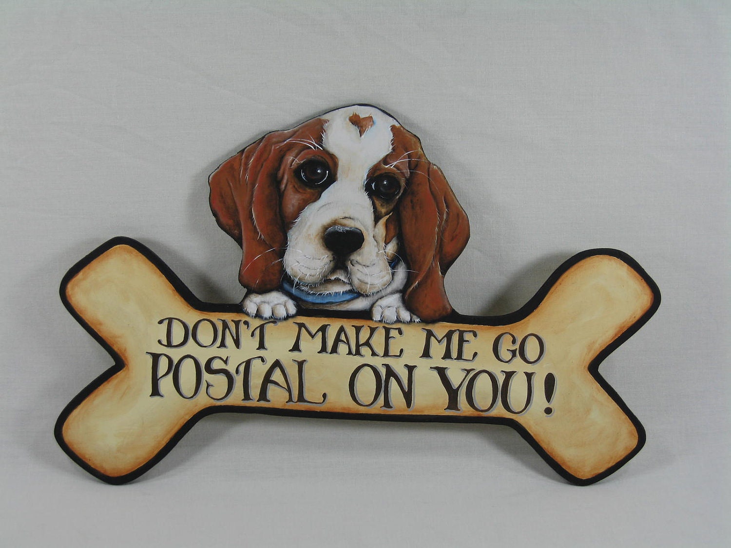 BEWARE OF DOG Fun Whimsical Hand Painted Wood Pet Signs Beth Baker Artist Wall Art -- Priority Shipping Included